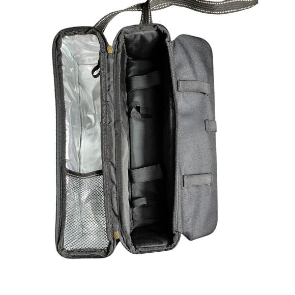 Picnic at Ascot Insulated Zip‎ Canvas Wine Carrier Tote Travel Sling Bag Black - Picture 6 of 8